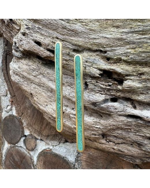 Zeworks Green Malala Stick Malachite Earrings