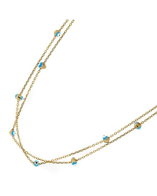 Ebru Jewelry Metallic Double Solid Chain Evil Eye Statement Necklace