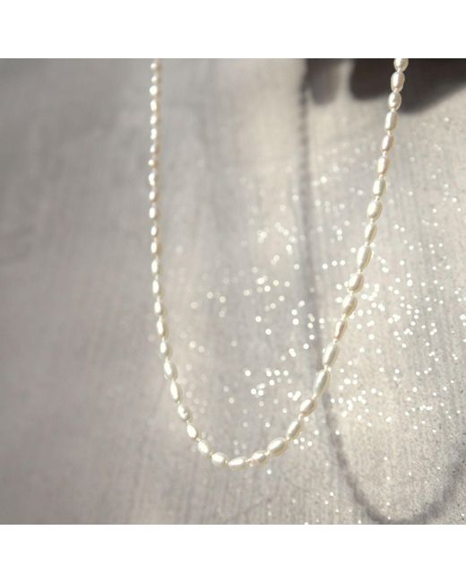 Herself Collections Metallic Hand-Knotted Freshwater Rice Pearl Necklace