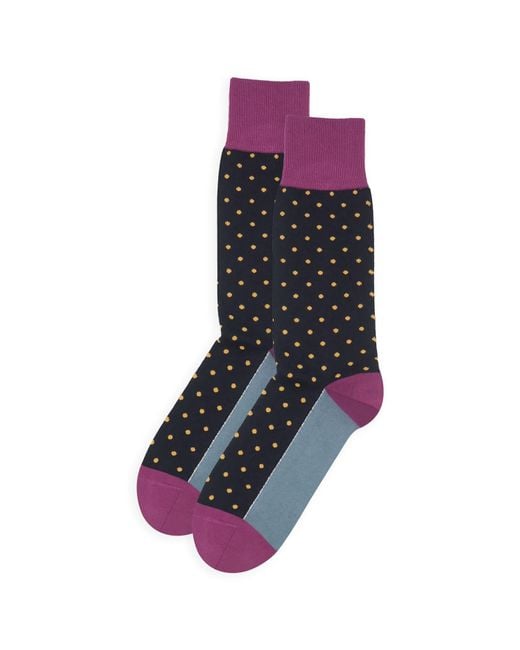 Peper Harow - Made in England Blue Pin Polka Socks for men