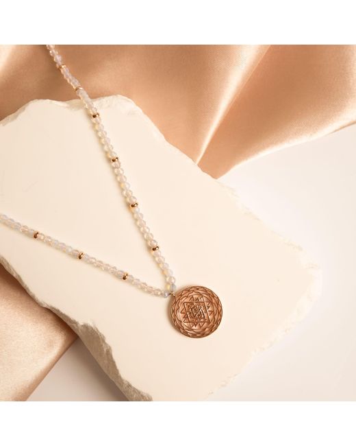 Seven Saints Metallic Sri Yantra Harmonious Energy Necklace, Opal