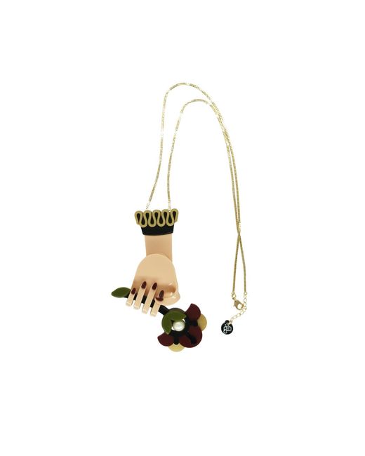 Gissa Bicalho Metallic Handmade Acrylic Necklace Flower