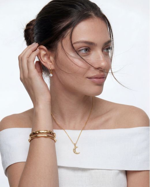 Elk & Bloom White 14K Band Bamboo Stackable Bangle