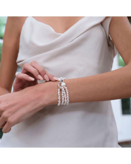 LINYA JEWELLERY Metallic Lara Multi Sand Pearl Bracelet
