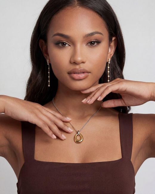Elk & Bloom White Twotone 14K Karma Drop Pendant Necklace