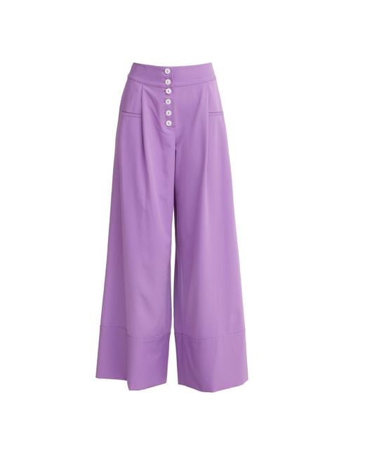 Julia Allert Purple Button Front Palazzo Trousers – Lilac