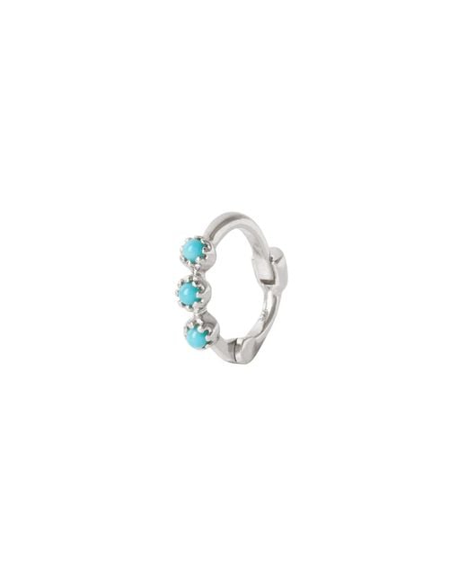 Zohreh Blue Mini Trilogy Huggie Hoop Earring Sterling