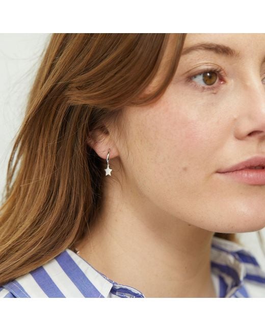Auree Jewellery Metallic Alta Moon Hoop Earrings With Star Drops