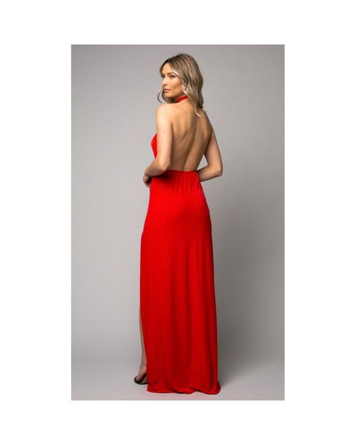 ROSERRY Red Havana Maxi Glitter Jersey Dress In