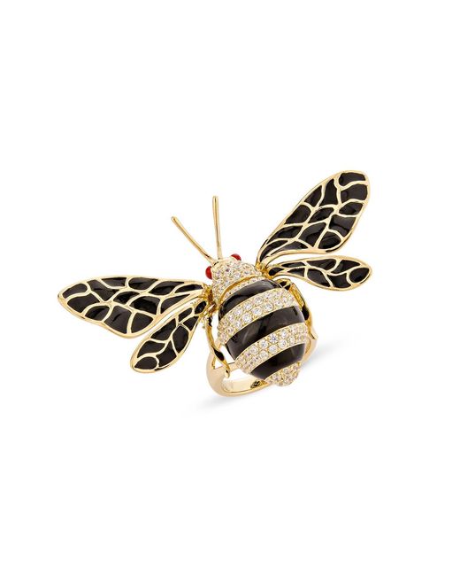 SALLY SKOUFIS Metallic Wisdom Ring With Made Diamonds & Enamel