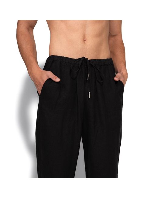 Maison Tangerine Black Wide Leg Linen Long Trousers For
