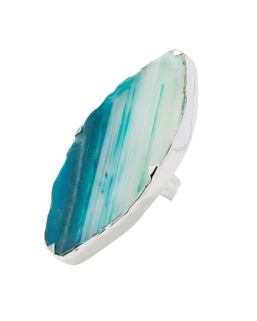YAA YAA LONDON Blue Sterling Grande Aqua Gemstone Adjustable Ring