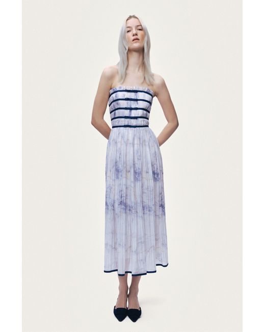 Nocturne White Bow Detail Strapless Midi Dress