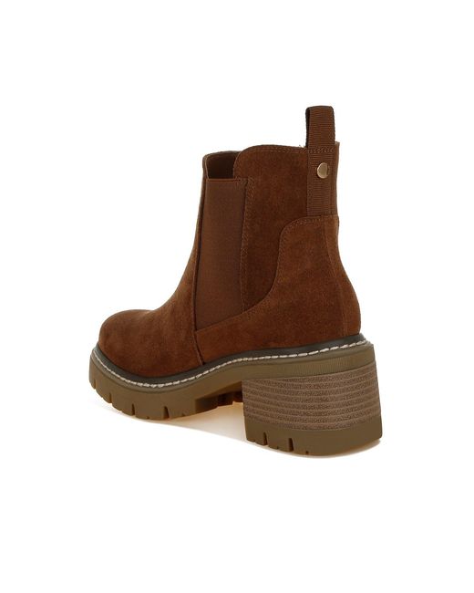 Rag & Co Brown Vostok Suede Chunky Chelsea Boots