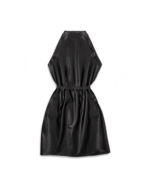 Victoria Slavinskaia Black Leather Halterneck Dress