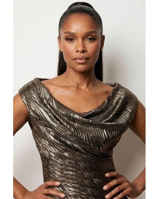 Luna Fashion House Gray Short Metallic Dress, Laura