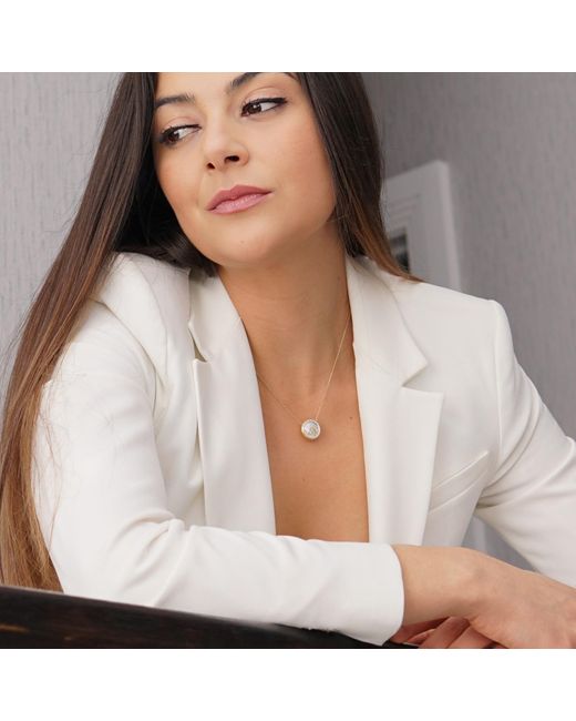BLOOMTINE | Earth Angel HQ Metallic Loves Frequency 18K Solid Natural Diamond & Mother Of Pearl Heartbeat Necklace