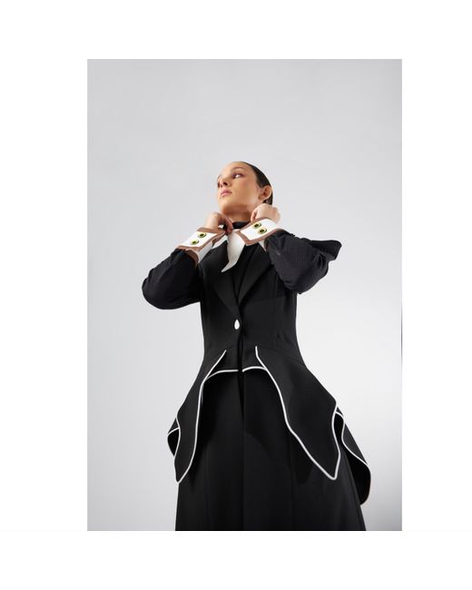 Julia Allert Black Modern Elegant Deep V-Neck Vest With Peplum Detail