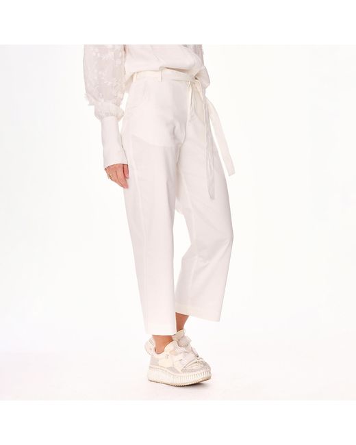 Mandragora White Neutrals Remo– Ecru Straight-Leg Cotton Cropped Trousers