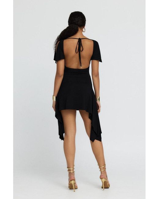 Why Mary Black Athena Asymmetrical Backless Mini Dress