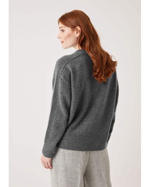 Loop Cashmere Gray Cashmere Longline Crew Neck Sweater