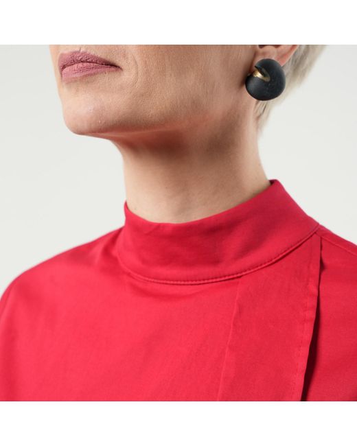 Metamorph Red Asymmetric Loose Shirt