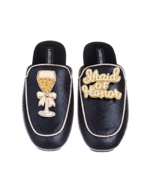 Laines London Black Classic Mules With Maid Of Honor Brooches