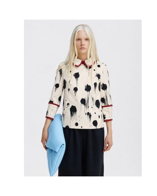 Julia Allert Natural Neutrals Ivory Polka Dot Blouse With Cuffs – Capsule Edition