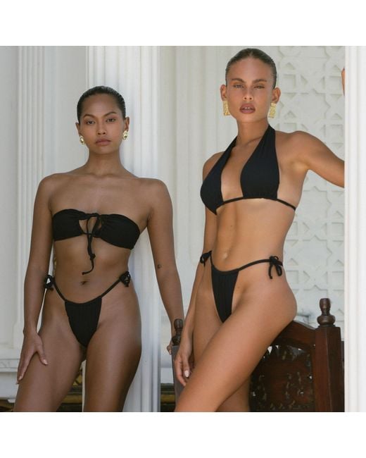 Mihara Blue Calliope Tie String Bikini Bottoms