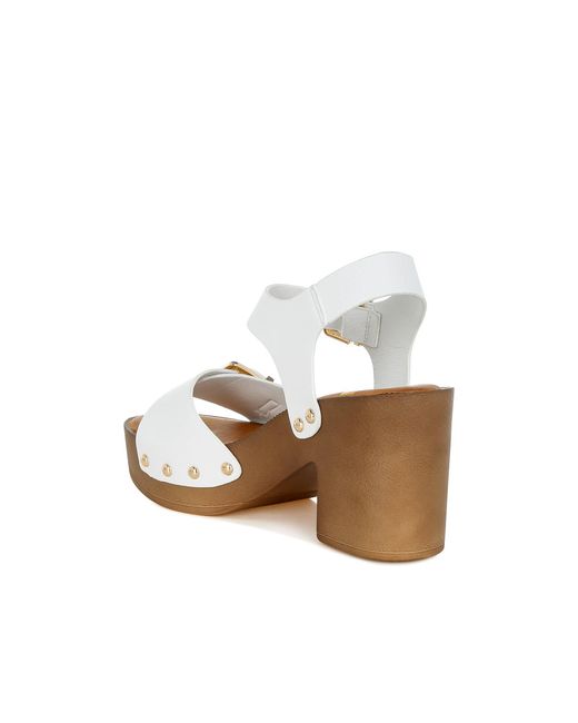 Rag & Co White Ompasa Genuine Leather Clog Sandals