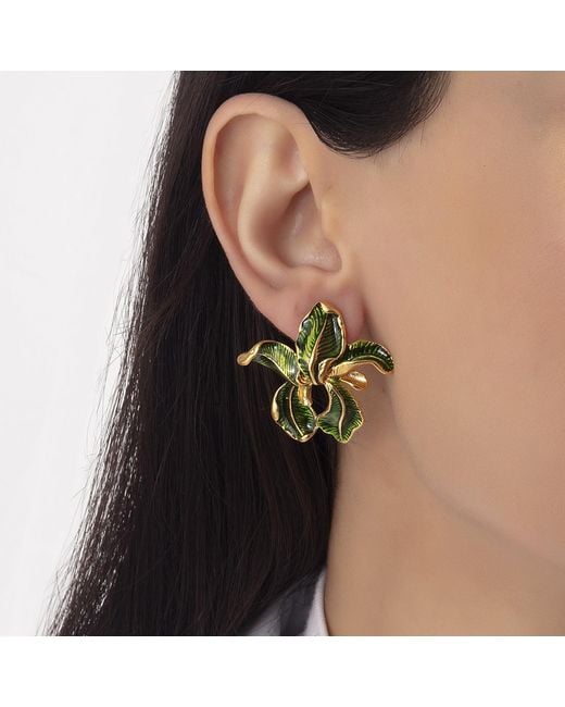 Milou Jewelry Green Fleur De Lis Earrings