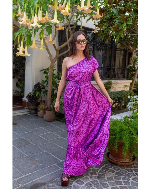 Jennafer Grace Purple Tatjana One Shoulder Maxi Dress