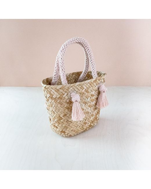 LIKHÂ White Dusty Rose Small Classic Tote Bag With Braided Handles