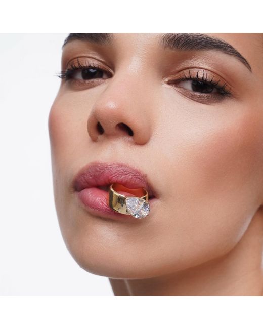 Onewildone White A Wonderful Thing Tilted Pear Cigar Band Ring