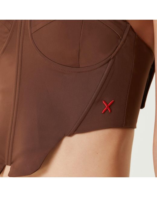 Pcfg Brown Woven Corset Top