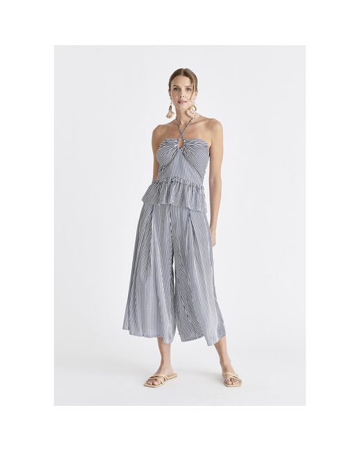 Paisie Blue Belted Pleated Culottes