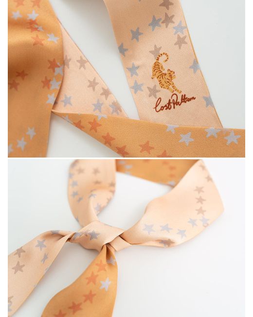 Lost Pattern Natural Neon Tiger Silk Skinny Scarf