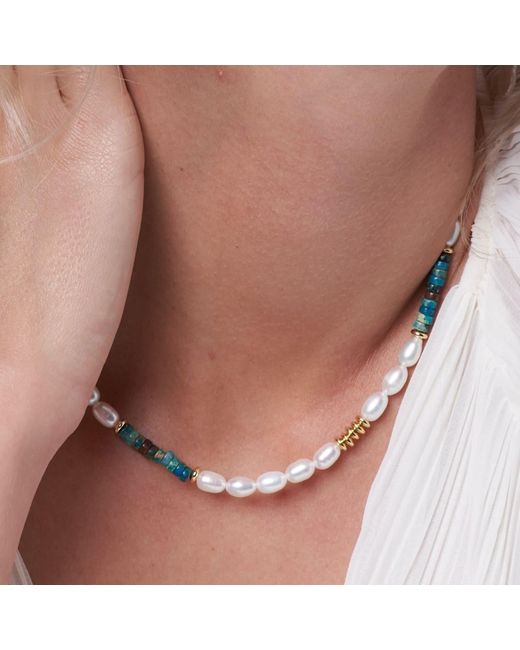 Pearls of the Orient Online Metallic Nova Oval Cultured Freshwater Pearl Necklace With Jasper & Beads