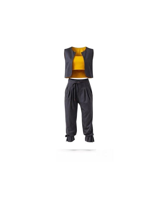 Lumina Eligma Blue The Arabesque Pants Ensemble – & Mustard