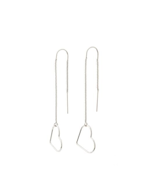 Oana Savu White Sterling Heart Dangle Chain Earrings