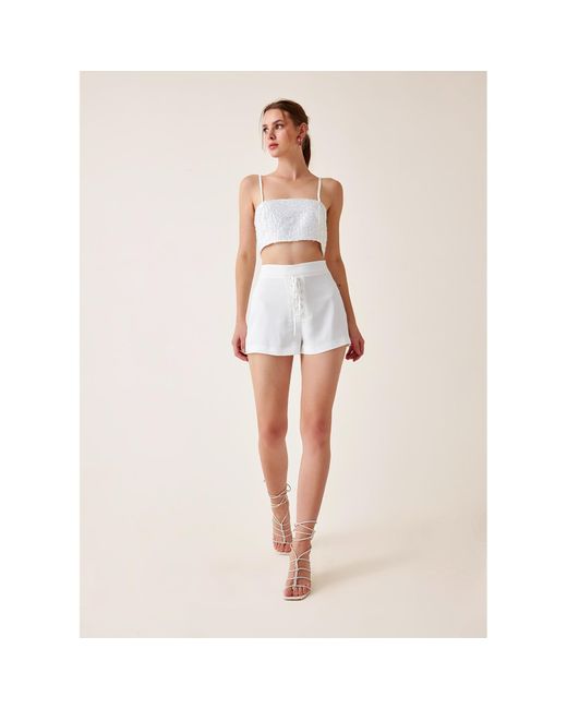 Fickle Hearts White Aine Mini Shorts
