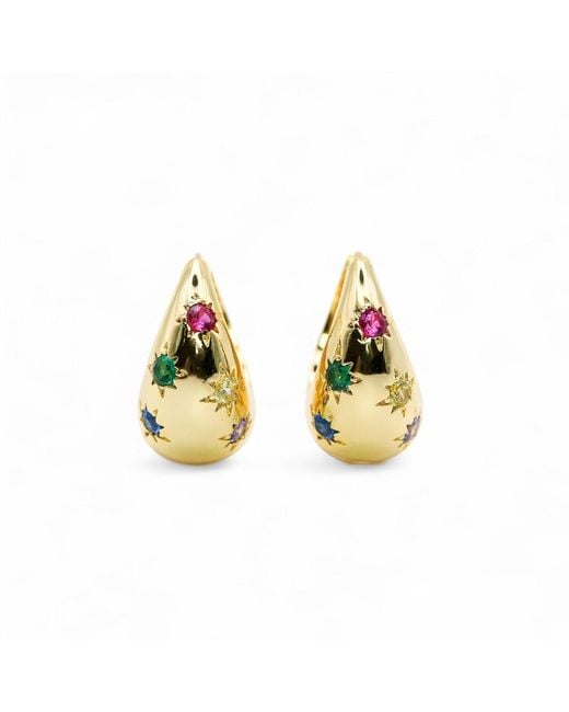 Miss Cecilia Metallic Sapphire Dome Hoop Earrings