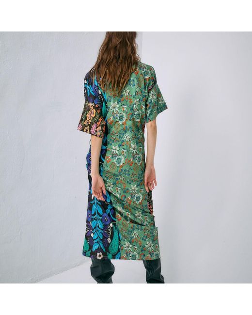 Miro Misljen Blue Wild Botanica Statement Dress