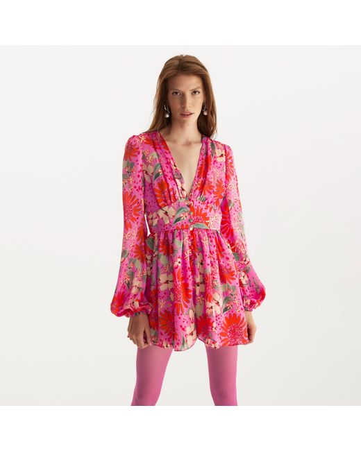 Lita Couture Pink Floral Print Jumpsuit