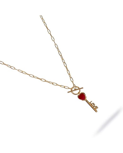 Ebru Jewelry Metallic Key To Love Enamel Necklace