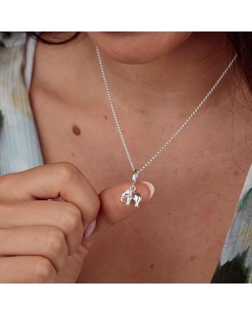 Lily Charmed Metallic Sterling Elephant Charm Necklace