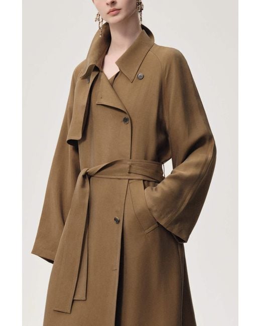FRONT ROW SHOP Brown Drift Trench Hazel