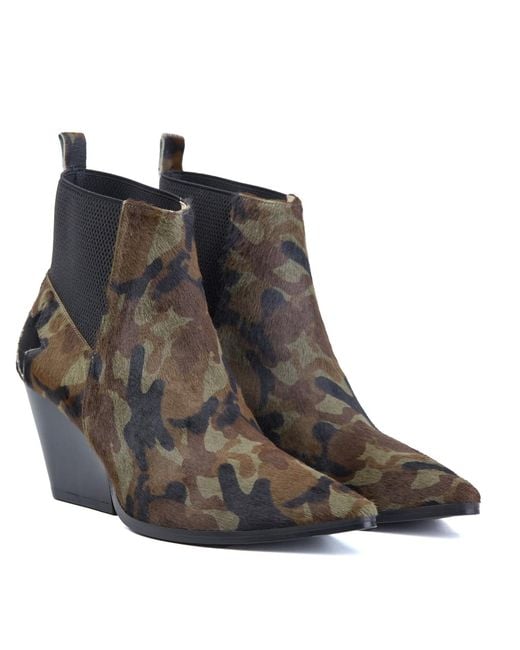 Rosamund Muir London Brown Felixa Camouflage Calf Hair With Star Ankle Boots