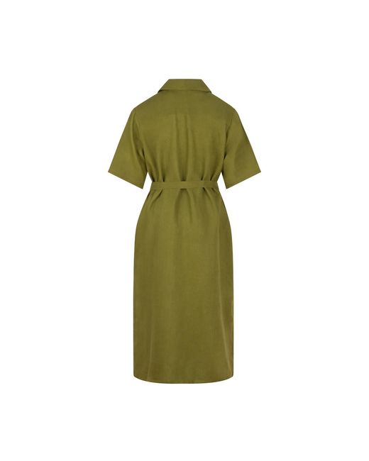 Gunda Hafner Ltd Green Short Sleeve Linen Shirtdress