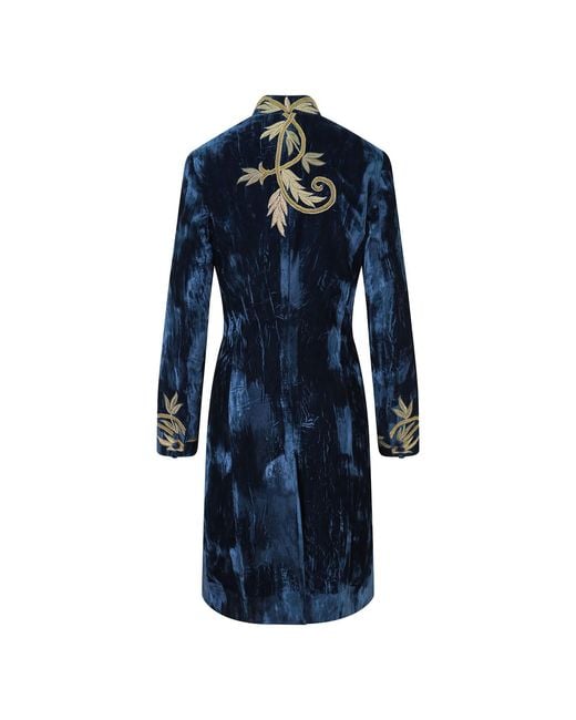Beatrice von Tresckow Blue Sovereign Embroidered Crushed Velvet Coat